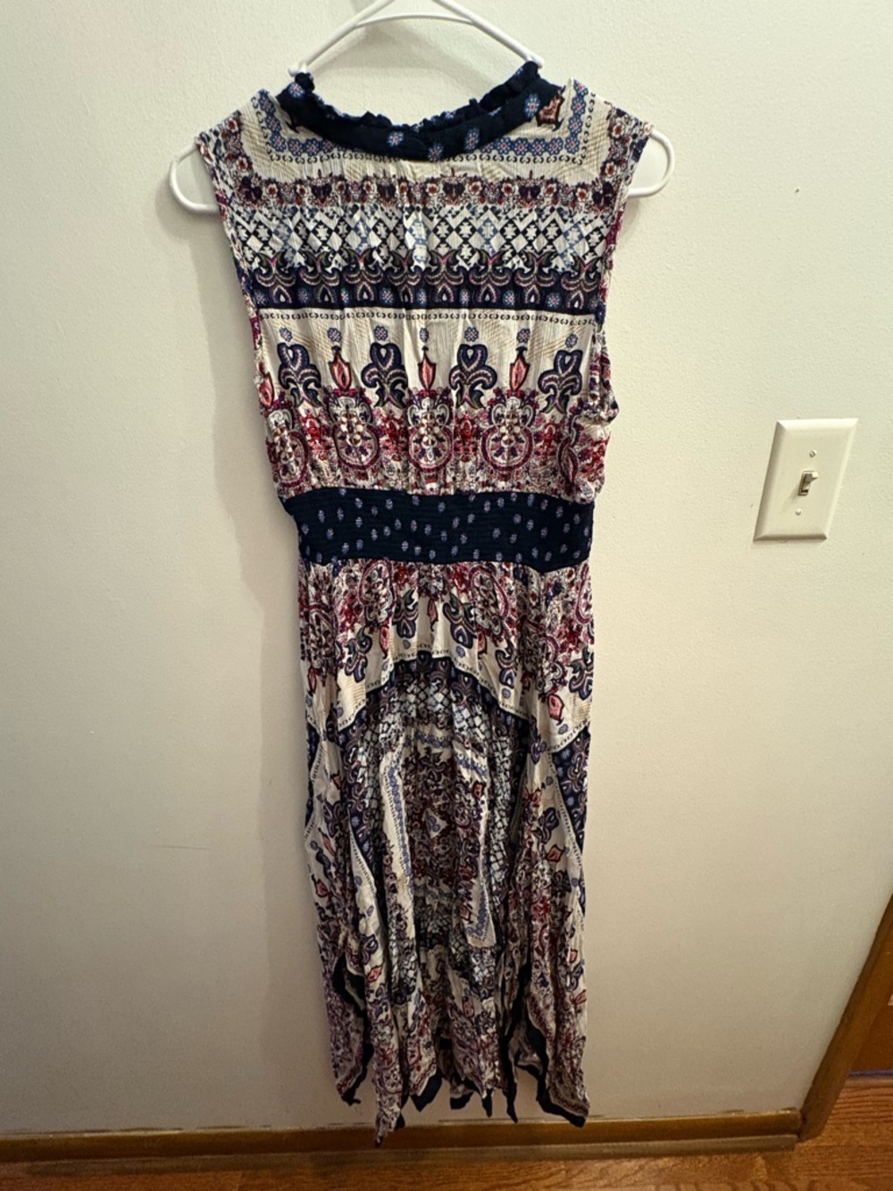 Bohemian Maxi Dress in Navy, Cream & Red - Picture 3 of 4